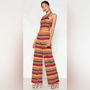 Nastygal Multicolor Crochet Halter Top